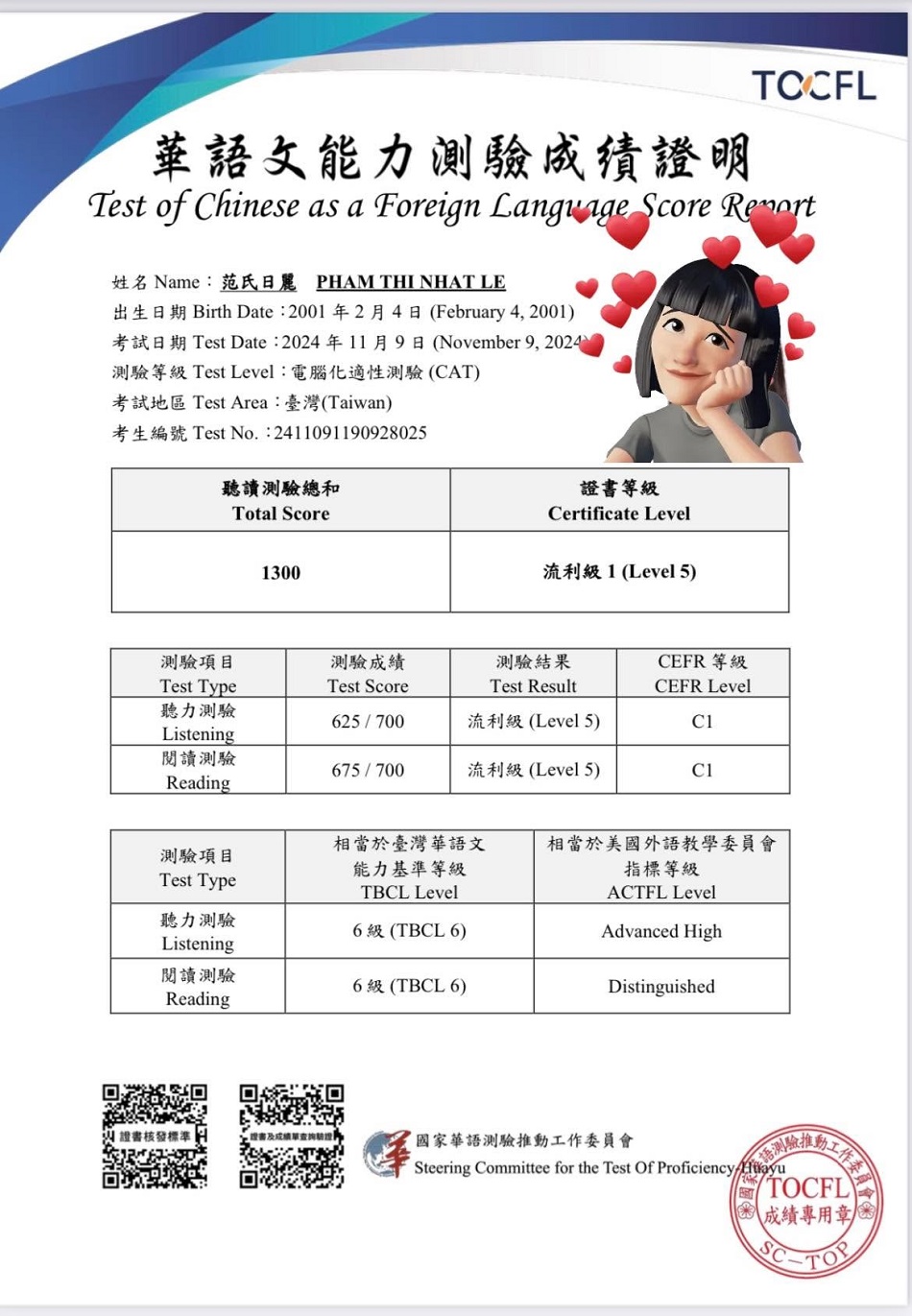 Chứng chỉ TOCFL có thời hạn bao lâu